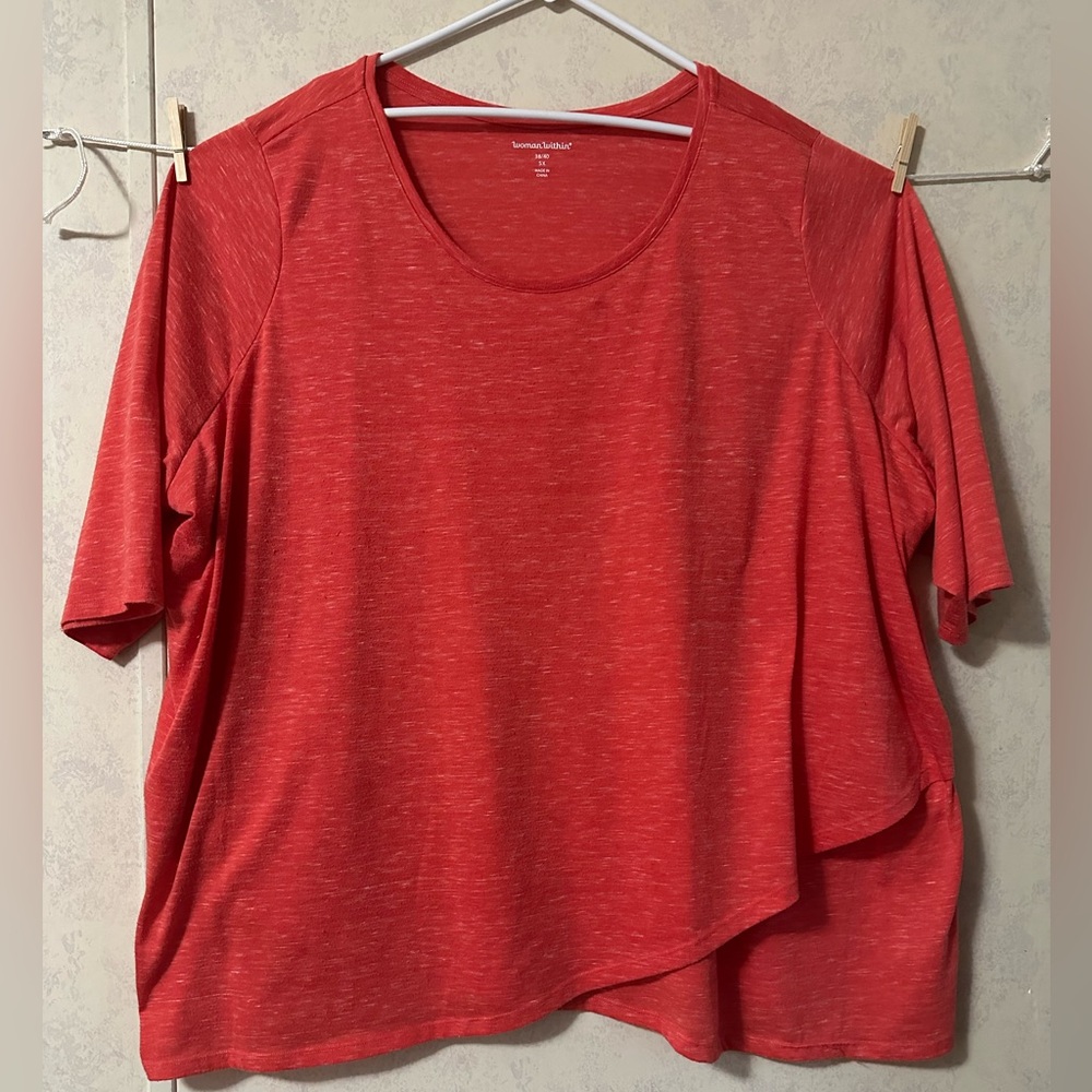 Woman Within Coral 3/4 Sleeve Shirt